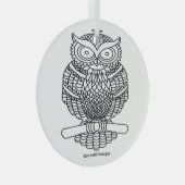 フクロウ（白い丸） – ガラスオーナメント (正面右)