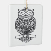 フクロウ（白い四角） – セラミックオーナメント (右)