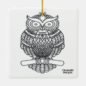 フクロウ（白い四角） – セラミックオーナメント (裏面)