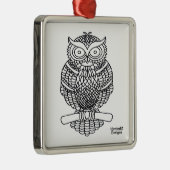フクロウ(白い四角) – プレミアムオーナメント メタルオーナメント (右)