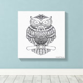 フクロウ（白） – キャンバス (インサイチュ (ウッドフロア))