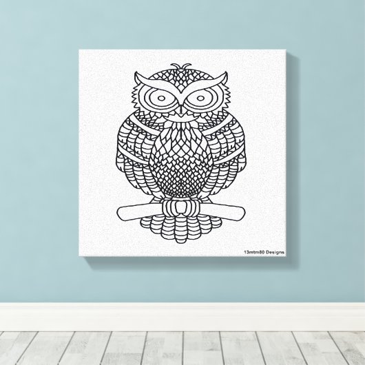 フクロウ（白） – キャンバス (インサイチュ (ウッドフロア))