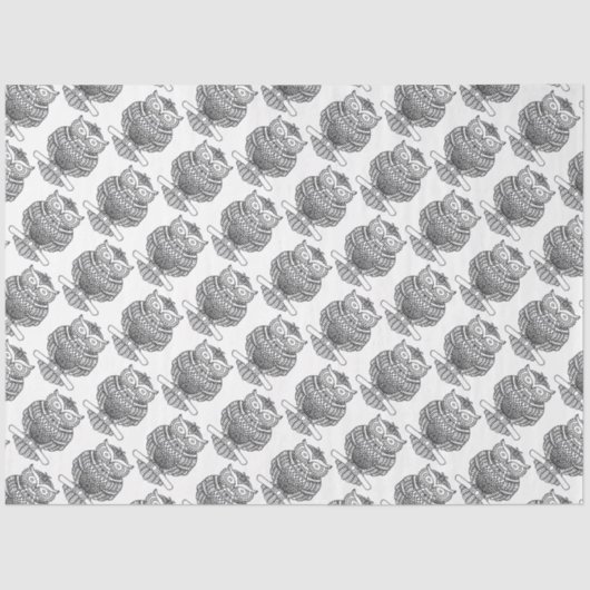 フクロウ（白） -ティッシュペーパー 薄葉紙 (正面)