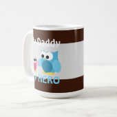フクロウ – 私のパパ、私のヒーロー – 父の日のマグカップ コーヒーマグカップ (正面左)