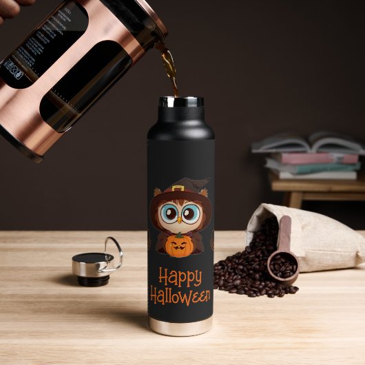 フクロウ/秋/秋/ハロウィーン/カボチャ ウォーターボトル (コーヒー)