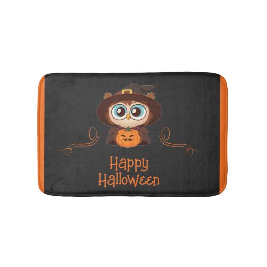 フクロウ/秋/秋/ハロウィーン/カボチャ バスマット (正面)