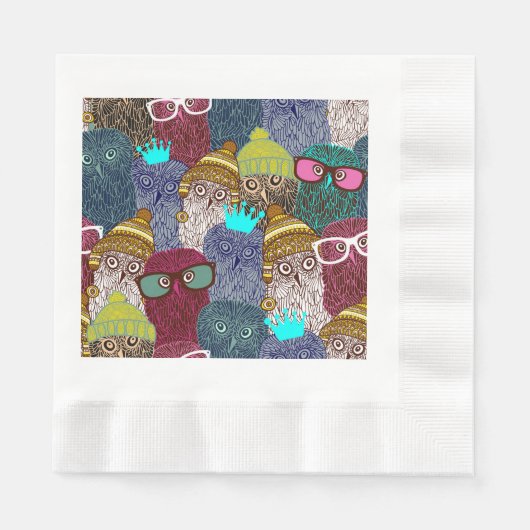 フクロウ 縁ありランチョンナプキン (正面)