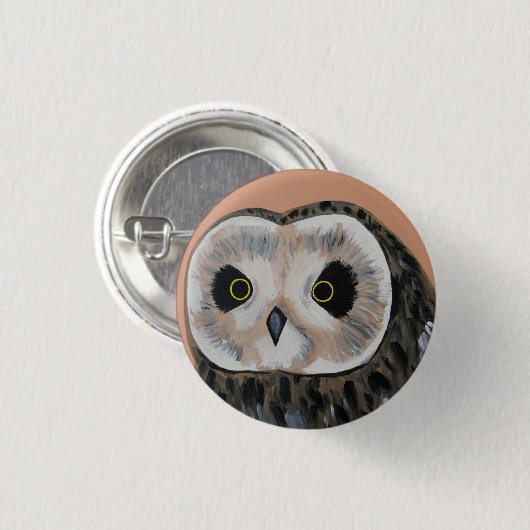 フクロウ 缶バッジ (正面&裏面)