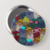 フクロウ 缶バッジ (正面&裏面)