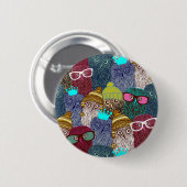 フクロウ 缶バッジ (正面&裏面)