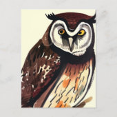 フクロウ – 自然アートカードポストカード ポストカード (正面)