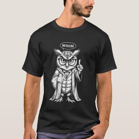 フクロウ 英語教師 文法マニア ライター 著者 Tシャツ (正面)