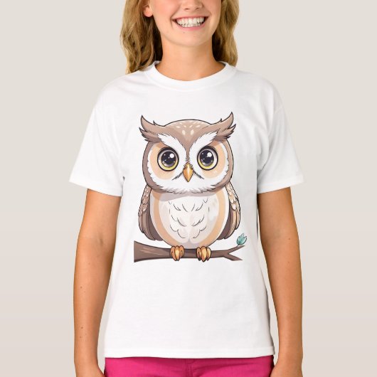 フクロウ（茶色） Tシャツ (正面)