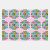 フクロウ、蝶、トンボ誕生日 ラッピングペーパーシート (正面3)