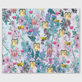 フクロウ、豚、（昆虫）マルハナバチ包装紙 ラッピングペーパー (フラット)