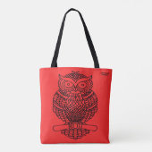 フクロウ（赤） -トート トートバッグ (裏面)