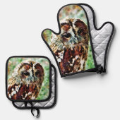 フクロウ 鍋つかみ&鍋敷きセット (正面/裏面)