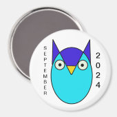 フクロウ、青 マグネット (正面/裏面)