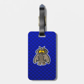 フクロウ;青 ラゲッジタグ (裏面縦)