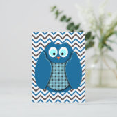 フクロウ – 青(水玉模様) ポストカード (スタンド正面)