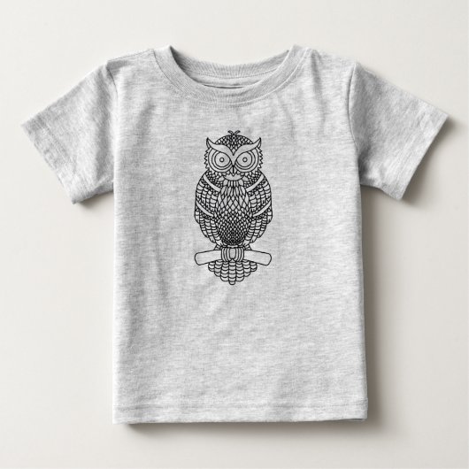 フクロウ(鮮やか) - ベビーTシャツ (正面)