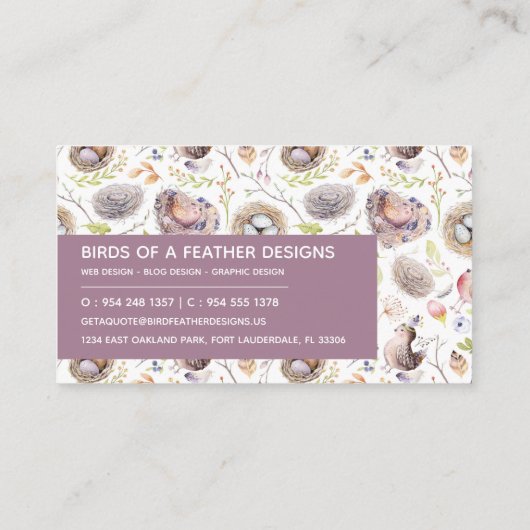 フクロウ、鳥及び卵の自然の名刺 名刺 (裏面)