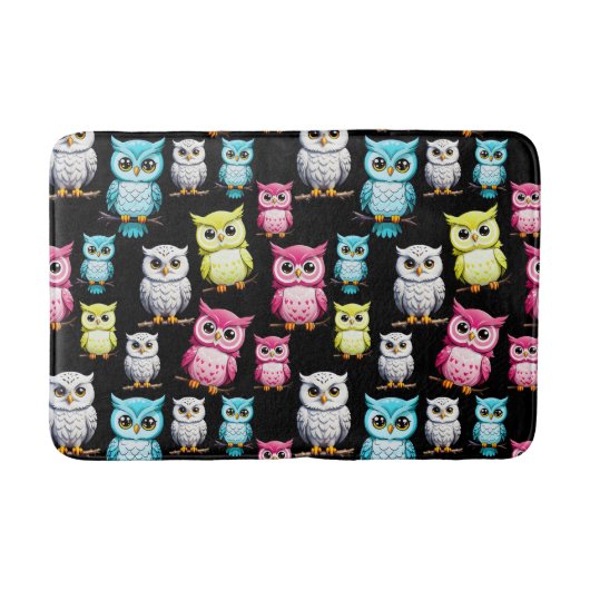 フクロウ 鳥 かわいい デザイン バスマット (正面)
