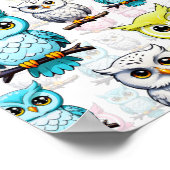 フクロウ 鳥 カラフル デザイン ポスター (角)