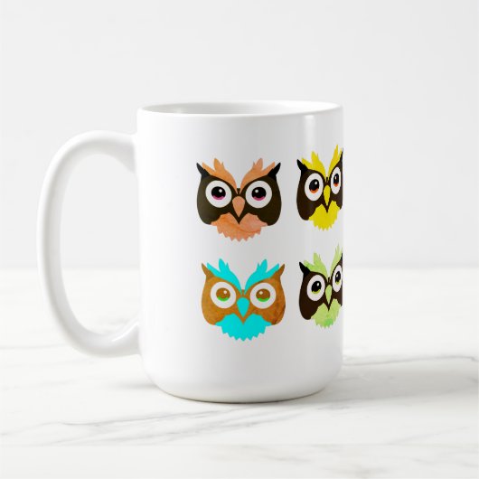 フクロウ、鳥、自然 コーヒーマグカップ (左)