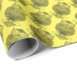 フクロウ（黄色） – ラッピング紙 ラッピングペーパー