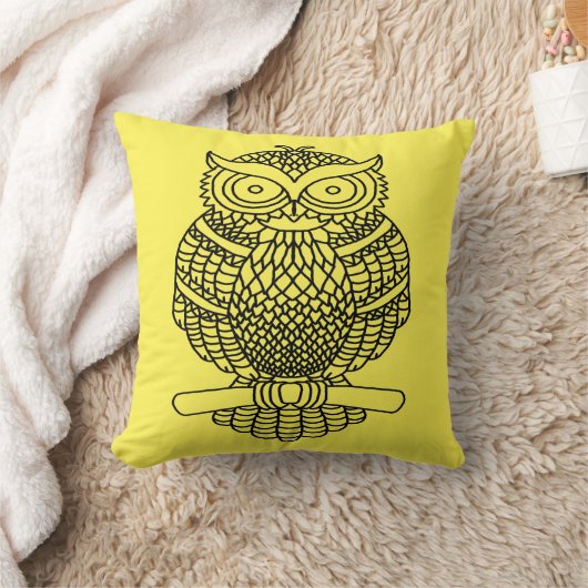 フクロウ（黄色） – 枕 (ブランケット)