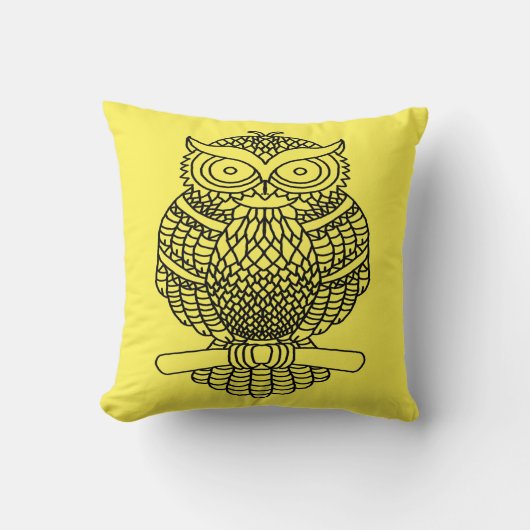 フクロウ（黄色） – 枕 (正面)