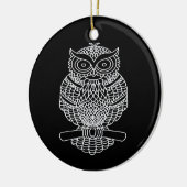 フクロウ（黒い丸） – セラミックオーナメント (左)