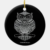 フクロウ（黒い丸） – セラミックオーナメント (裏面)