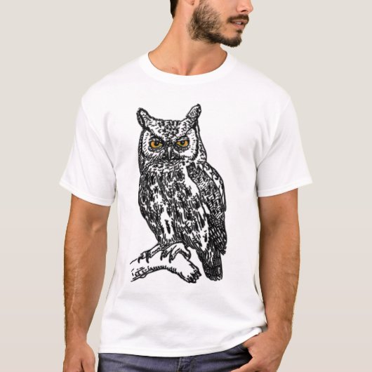 フクロウ(黒ペン) Tシャツ (正面)