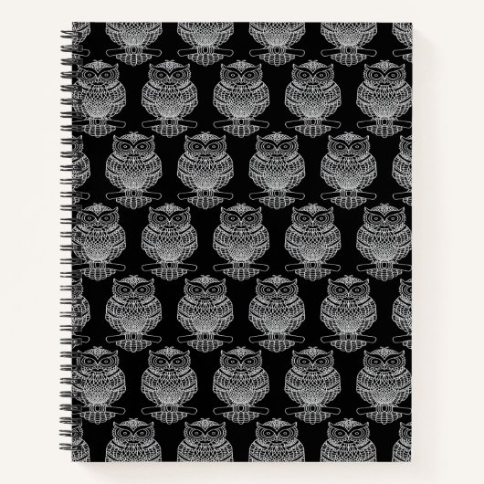 フクロウ（黒） – ノートブック (正面)