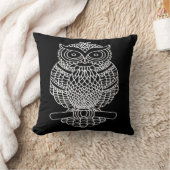 フクロウ（黒） – 枕 (ブランケット)