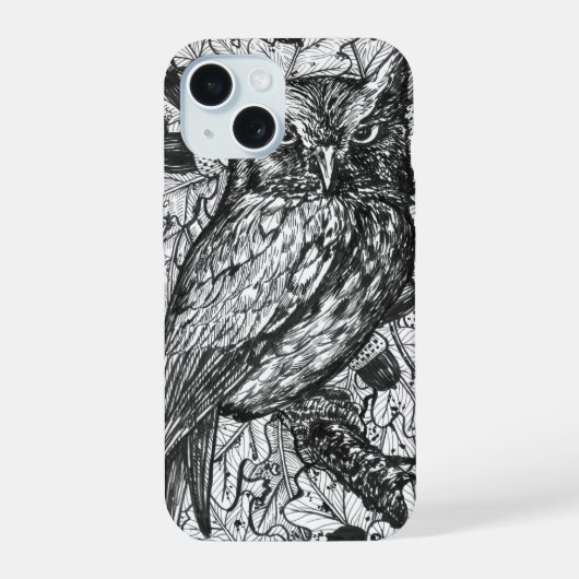 フクロウ iPhone 15ケース (裏面)