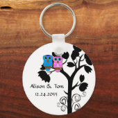 フクロウ – Love Bird結婚式の引き出物 キーホルダー (正面)