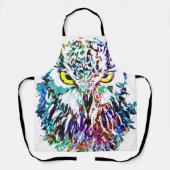 フクロウ | Owlカラフルスケッチ |抽象芸術絵画ー エプロン (正面)