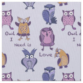 フクロウIの必要性は愛です ファブリック (クローズアップ)