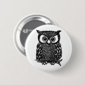 フクロウPinの背部ボタン、バックパックまたは帽子ピン 缶バッジ (正面&裏面)