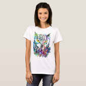 フクロウTシャツ | フウカラフルルスケッチ | 抽象芸術 Tシャツ (正面フル)