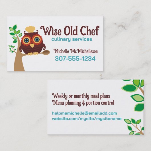 フクロシェフ木製スプーン料理ベーキング名刺 名刺 (正面/裏面)