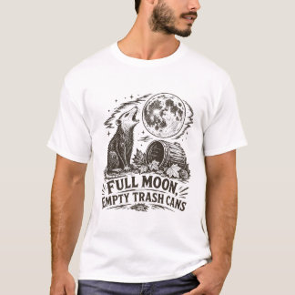 フクロネズミの面白Tシャツ フルムーンでゴミ箱がカラになる Tシャツ