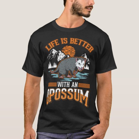 フクロネズミ ゴミ 猫 ポッサムと一緒に Tシャツ (正面)