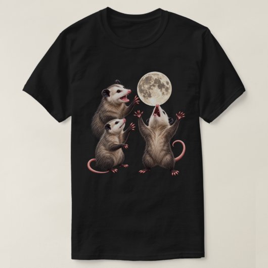 フクロネズミ 月光の遠吠え 夜の野生動物アート Tシャツ (デザイン正面)