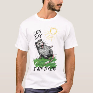 フクロネズミ 筋トレ 下半身の日 エクササイズ フィットネス 苦痛 Tシャツ