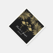 フクロミズナギドリ2羽がブラック＆ゴールドのエレガントなナプキンを愛する スタンダードカクテルナプキン (角)