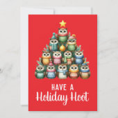 フクロムクリスマスツリーはホリデーフーットカードを持っている シーズンカード (正面)